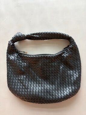 Anthropologie Woven Leather Shoulder Bag in Black